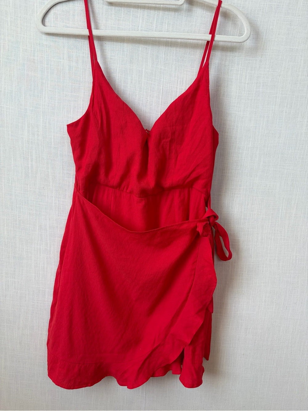Red Wrap Mini Dress with Spaghetti Straps